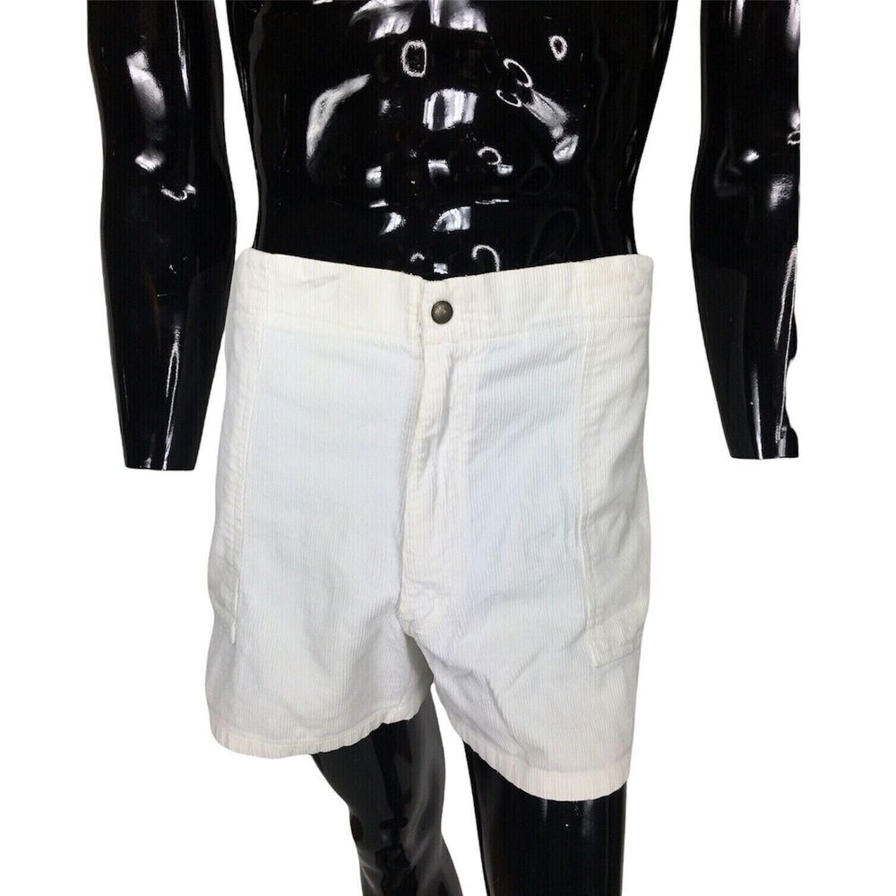 Vintage 80s Towncraft Corduroy Beach Surfer White Board Shorts Men's Size 42 - Picture 3 of 10